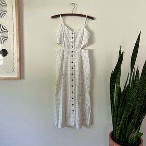 Madewell white and black windowpane cut out dress